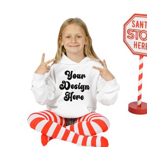Kids Christmas Hoodie Mockup, Gildan 18500B Youth Hoodie Mockup, Child Mockup Youth Model Mockup Sweatshirt Kids, Lifestyle Mockup 185B