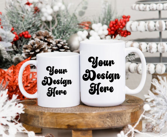 Christmas Mug Mockup, Christmas Mockup, 11 oz 15 oz Coffee Mug Mockup, Mug Mockup, White Coffee Mug Mockup, Winter Styled Mockup,Holiday Mug