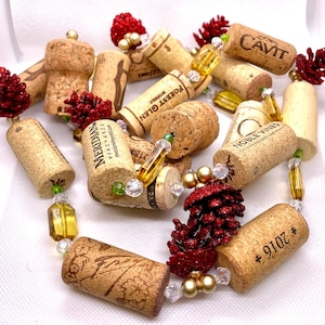 Wine Cork Garland Red and Gold