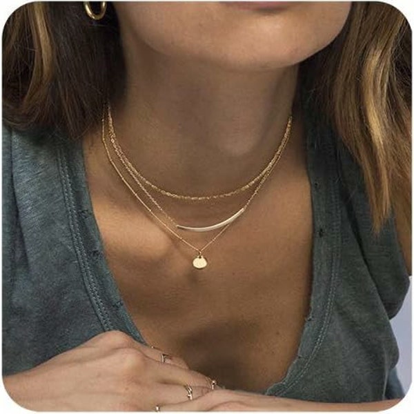 Duo Chain Herringbone Necklace Layered Box Chain Necklace Set Perfect Everyday Jewelry Gift for Her