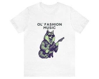 Dog t-shirt with Ol' Fashion Music, Dog Lover, Dog tee shirt, Guitar playing Husky, Husky lover