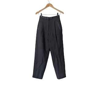 Black Vintage High Waisted Wool Trousers // Women's Formalwear Tapered Leg Dress Pants // Circa the 1970s // Tailored Fitted Style, Size 4P