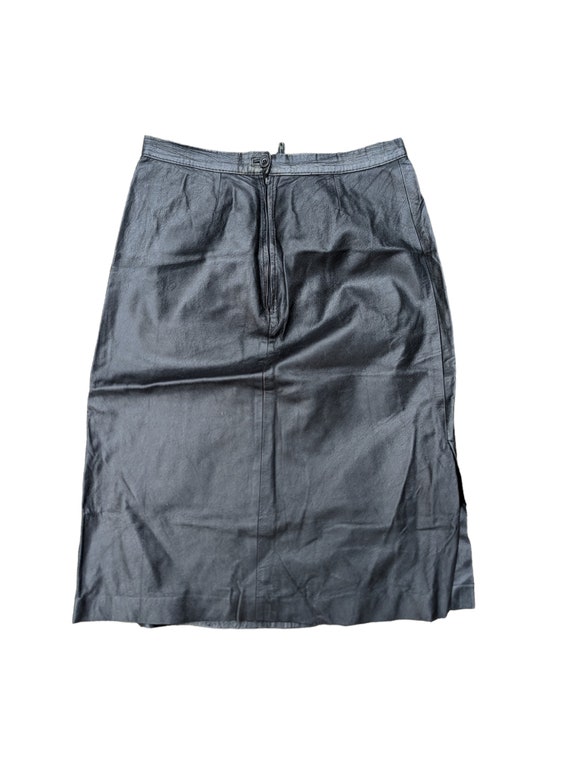 Minimalist Black Leather High Rise Midi Skirt // … - image 7