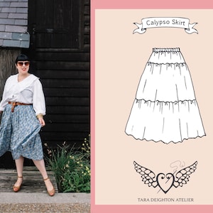 Calypso Tiered Gathered Midi Skirt // Digital Sewing Pattern // Multi Size //  PDF Sewing Patterns