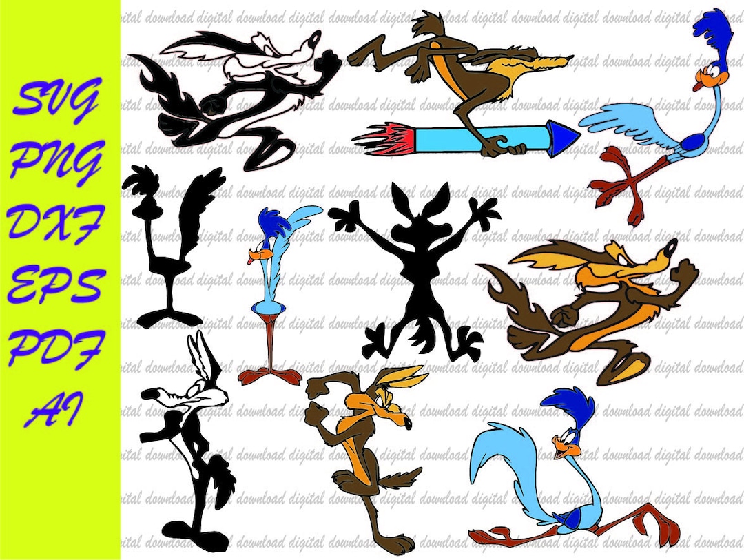 Wile E. Coyote Digital, Road Runner, Instant Download Layered Svg
