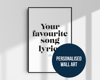 Letra de canción personalizada impresa, póster musical personalizado (descarga digital)