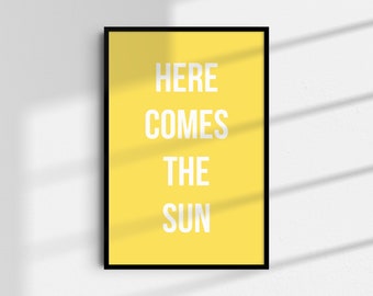Letra de la canción "Here Comes The Sun" de The Beatles, Póster de música indie (Descarga digital)