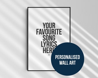 Impresión personalizada de letras de canciones, arte mural musical personalizado (descarga digital)