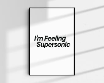 Impresión de la letra de Oasis Supersonic, póster de música indie rock (descarga digital)