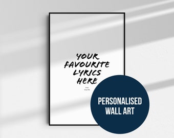 Letra de canción personalizada impresa, póster musical personalizado (descarga digital)