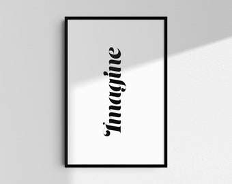 Letra de la canción "Imagine" de John Lennon, Póster de música indie (Descarga digital)