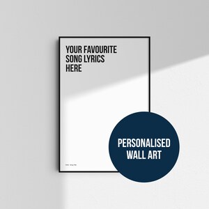 Personalised Song Lyrics Wall Art Typography Music Poster Home Decor A5 A4 A3 A2 Lyrics Print Indie Rock Wall Art Digital Download