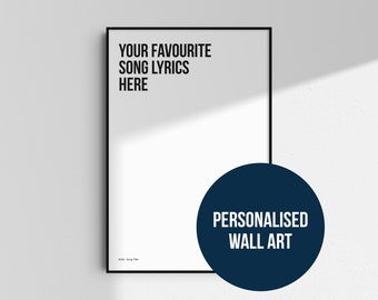 Impresión personalizada de letras de canciones, arte mural musical personalizado (descarga digital)