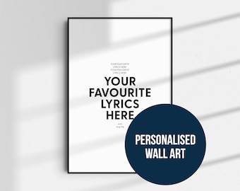 Impresión personalizada de letras de canciones, póster musical minimalista (descarga digital)