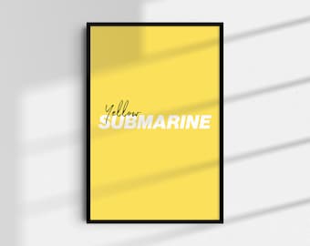 Lámina con la letra de Yellow Submarine de The Beatles, póster de música indie (descarga digital)