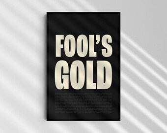 Lámina con la letra de Fool's Gold de The Stone Roses, Arte de música indie (Descarga digital)