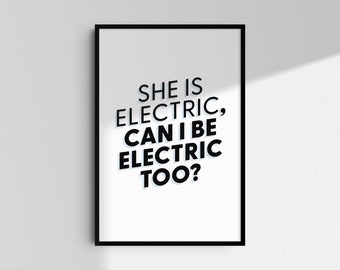 Letra de "She's Electric" de Oasis, Póster de música indie (Descarga digital)