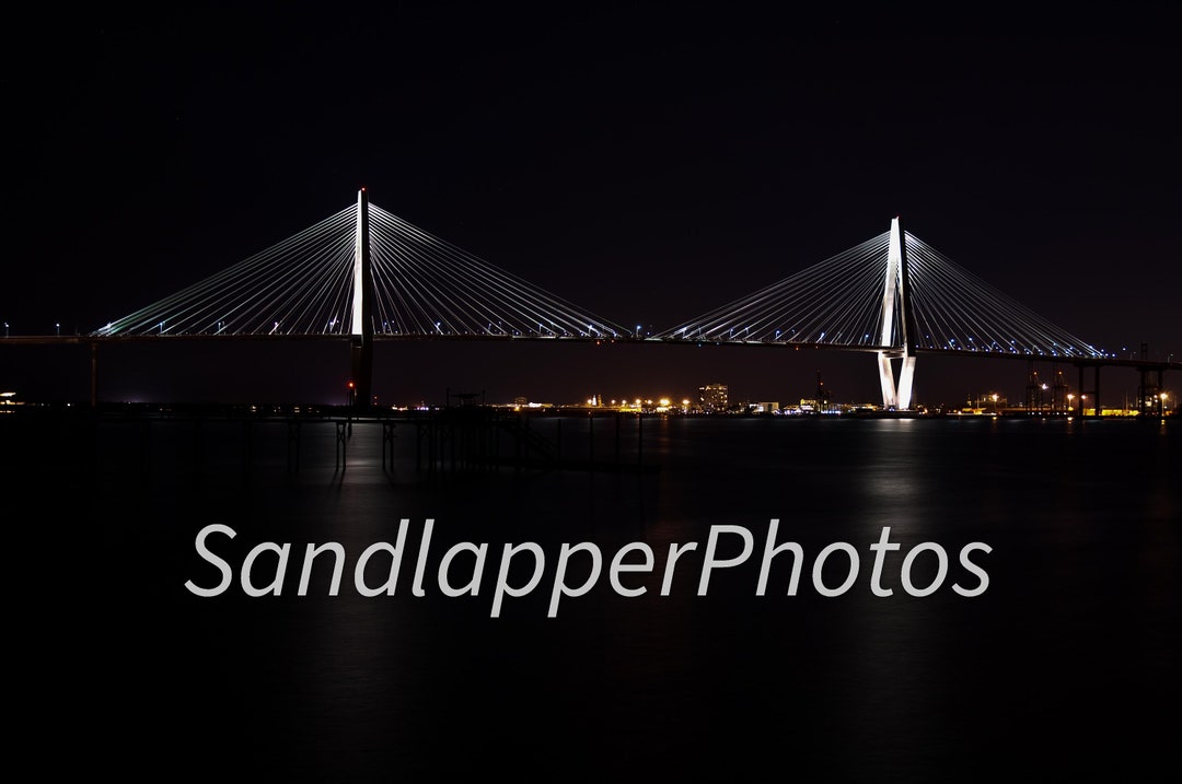 Ravenel Bridge Double Diamond at Night Etsy
