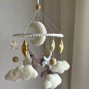 Babymobiel Walvis met Astronaut, Marine decoratie in de kinderkamer, oceaan decoratie, Marine mobiel, Boucle mobiel, Geboorte cadeau, Wieg mobiel