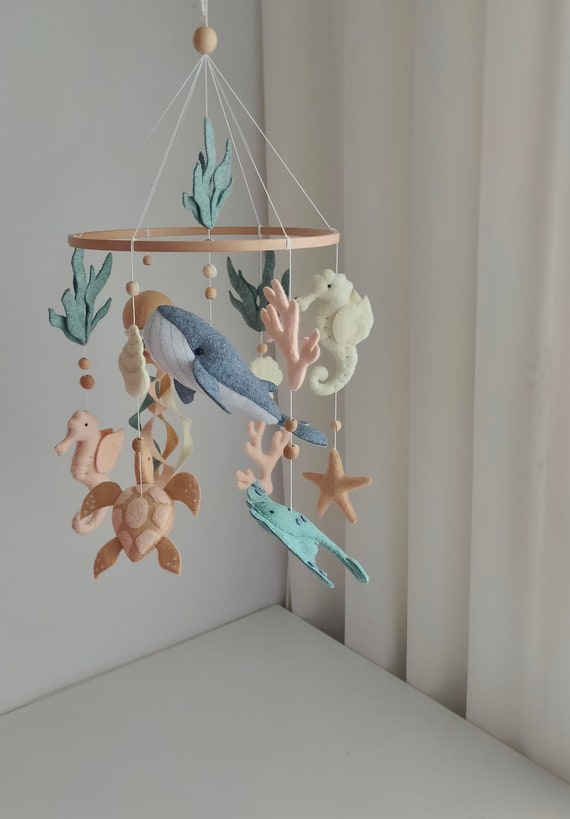 Baby mobile Ocean, Marine decor in the children's room, ocean decor, Marine mobile, Whale, turtle, corals, jellyfish