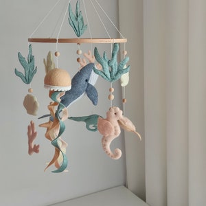 Baby mobile Ocean, Marine decor in the children&#39;s room, ocean decor, Marine mobile, Whale, turtle, corals, jellyfish
