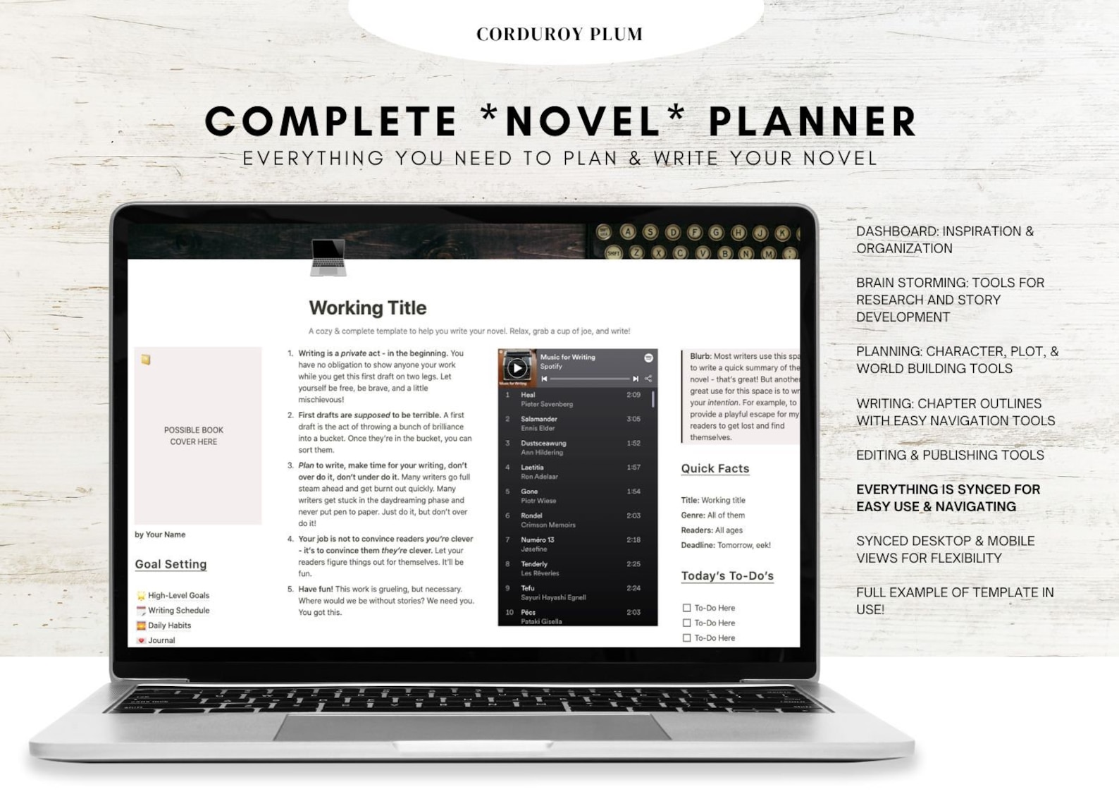 Complete Novel Planner Novel Notion Template Novel Outline Novel