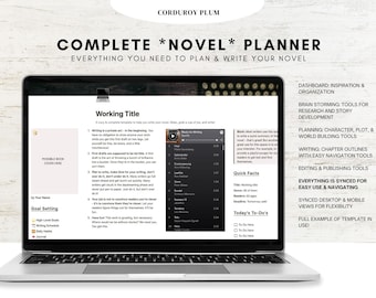 Complete Novel Planner - Novel Notion Template - Novel Outline - Novel Writing Tools - Complete Book Planner - Writing Template