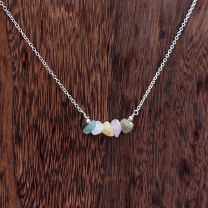 Handmade LIBRA Custom Crystal Chip Necklace,  Healing Crystal Astrology/Zodiac Necklace,  Silver and Gold Chain Dainty Gemstone Jewelry
