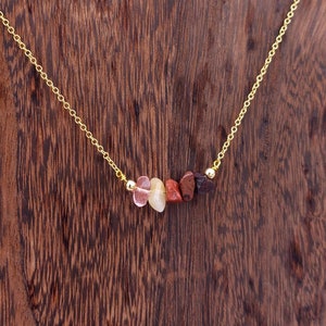 Handmade SCORPIO Custom Crystal Chip Necklace, Healing Crystal Astrology/Zodiac Necklace,  Silver and Gold Chain Dainty Gemstone Jewelry