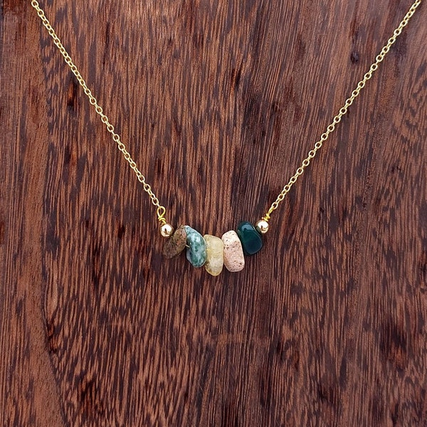 Handmade VIRGO Custom Crystal Chip Necklace | Healing Crystal Astrology/Zodiac Necklace | Silver and Gold Chain Dainty Gemstone Jewelry