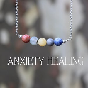 Anxiety Relief Crystal Necklace: Handmade Gemstone Jewelry for Calm, Stress Relief, Emotional Balance, Grounding Energy, Self-Care Gift
