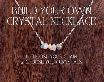 Design Your Own Crystal Necklace | 3 - 5 Gemstones | Custom Crystal Bead Jewelry | Gold or Silver Dainty Chain | Crystal Healing Necklace