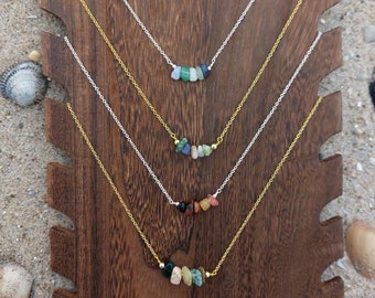 Custom Crystal Bead Necklace: Build Your Own Crystal Jewelry, Gold and Silver Dainty Chain, Intuitively Picked Healing Stones, Handmade Gift
