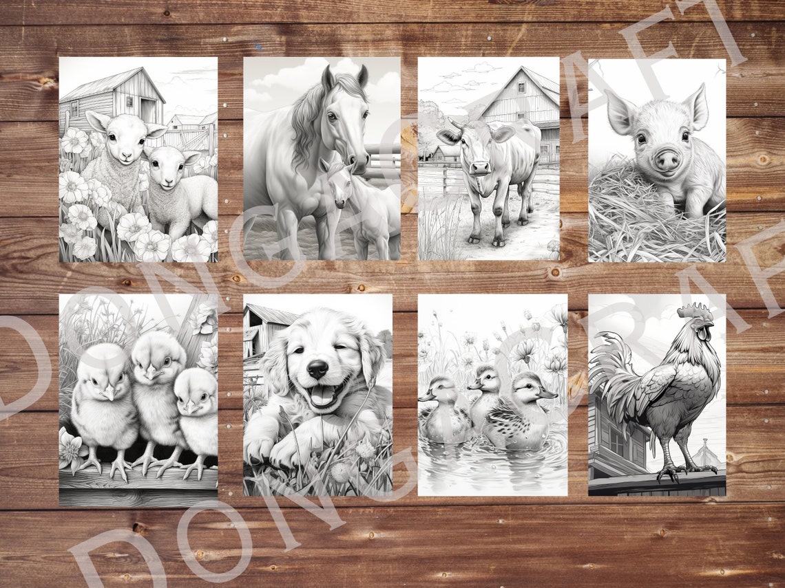 15 Realistic Farm Animals Coloring Book, Adult Kids Instant Download ...