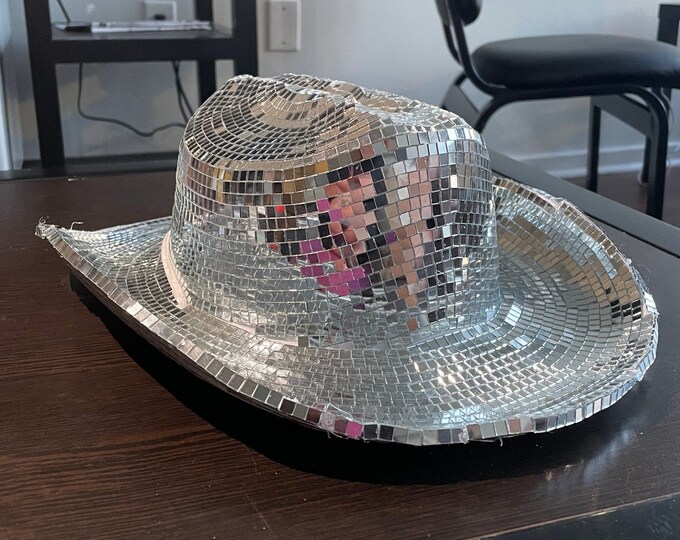 Checkerboard Disco Ball Cowboy Hat Mirrorball Hat Etsy