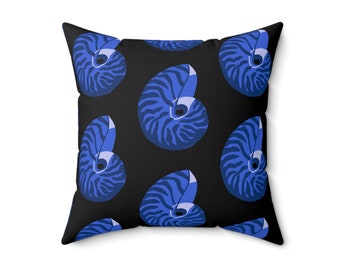 Almohada de concha azul: decoración náutica costera (45 x 45 cm)
