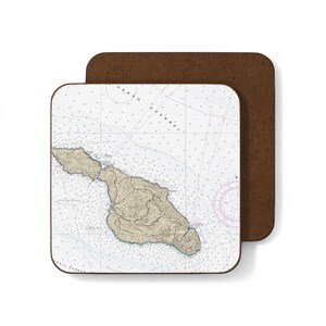 Catalina Island Untersetzer | Untersetzer Kalifornien | Heimatstadt Geschenk | Einweihungsparty Geschenk | Untersetzer | Quadratischer Untersetzer | Hartfaserplatte