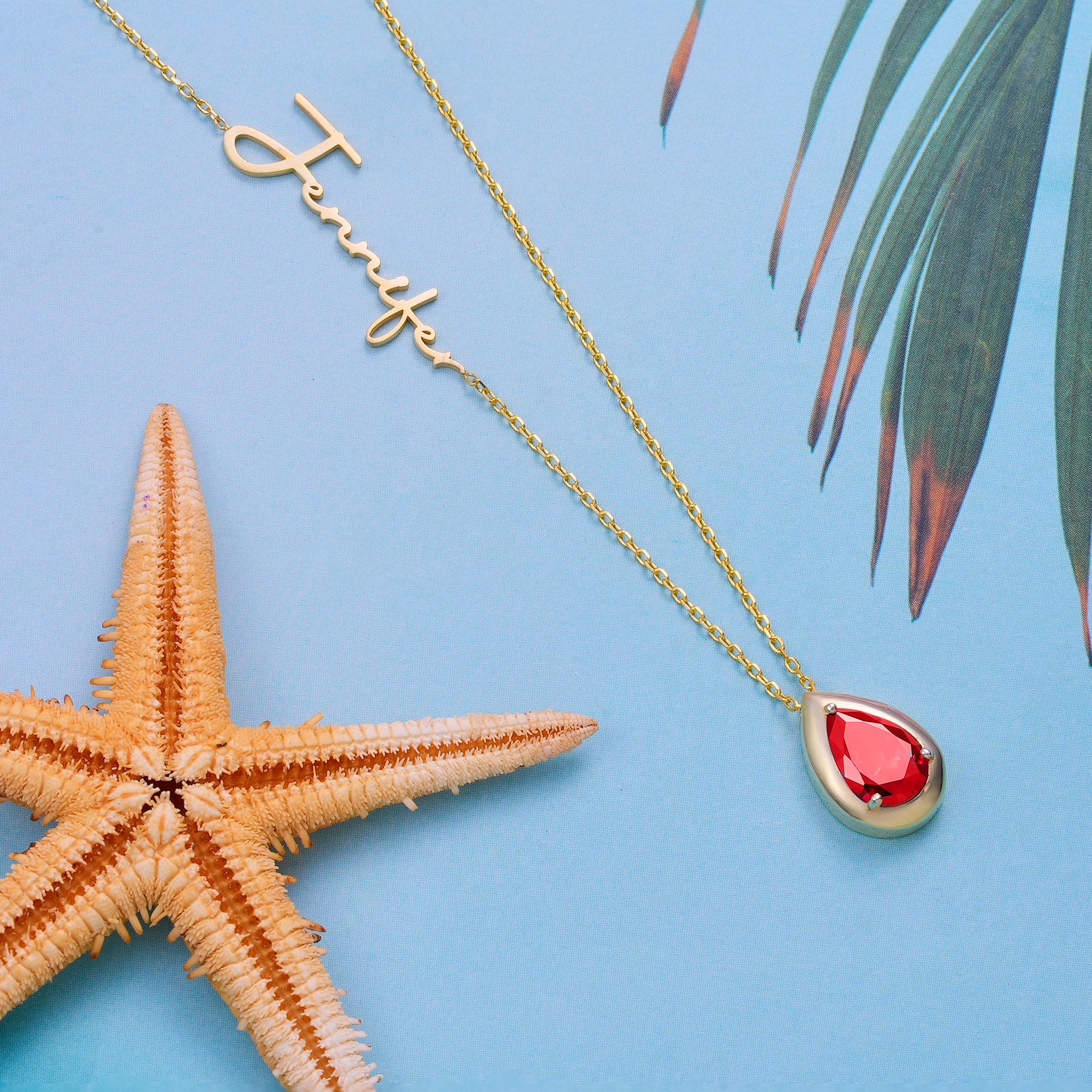 Minimalist Garnet Birthstone, Personalized January Gemstone Name Necklace, Christmas Gifts for Her, Handmade Name Necklace with Birthstone