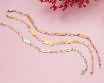 Personalized Name Bar Bracelet: Sterling Silver Paper Clip Chain