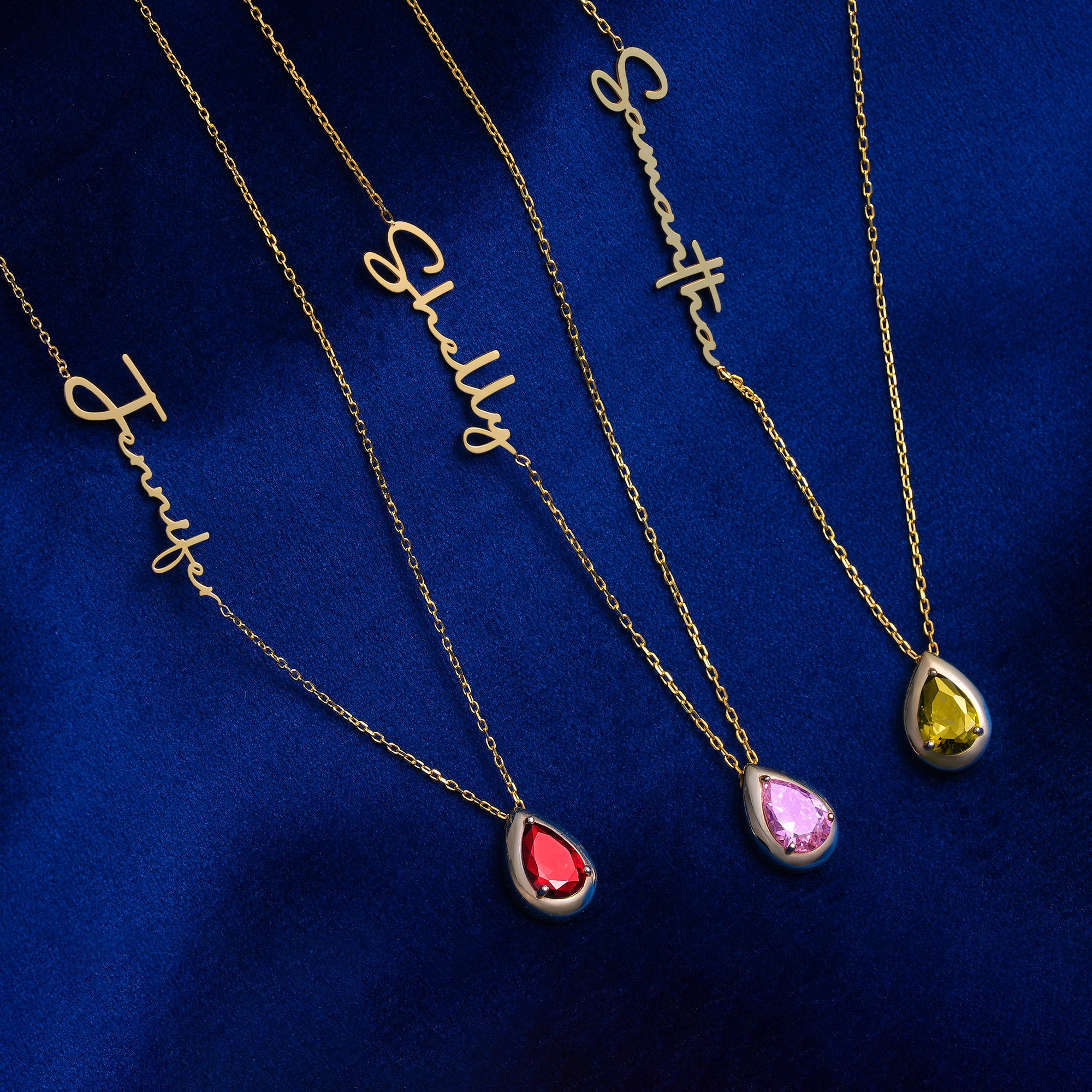 Minimalist Garnet Birthstone, Personalized January Gemstone Name Necklace, Christmas Gifts for Her, Handmade Name Necklace with Birthstone