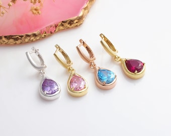 Alexandrite Earrings, Custom June Birthstone Earrings, Dainty Birthday Pendants, Christmas Earrings