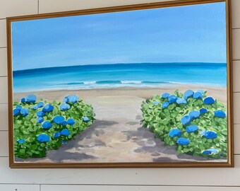 Hydrangea Print Beach Prints Wall Art  Coastal Wall Art Hydrangea Digital Print Hydrangea Beach Print Art, Beach House Art, Beach Art Print