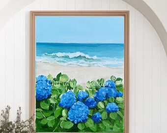 Hydrangea Print Beach Prints Coastal Wall Art Hydrangea Digital Print Hydrangea Beach Print Art Beach House Art Beach Wall Art Print