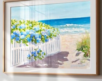 Coastal Wall Art, Beach Wall Decor, Landscape Wall Art, Living-room Art, Beach Prints Wall Art, Hydrangea Art, Beach House Art, Beach Print