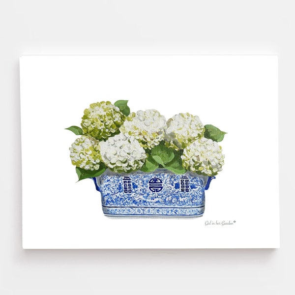 Printable Wall Art Hydrangea Wall Art Print Hydrangea Art Chinoiserie Hydrangea Painting Fine Art Print  Wall Art Digital Art Ginger Jar Art