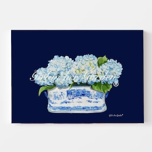 Blauwe Hortensia Wall Art Print Hortensia Art Chinoiserie Hortensia Schilderij Fine Art Print Prints Wall Art Digital Art Boerderij Decor