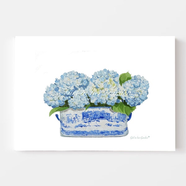 Blue Hydrangea Wall Art Print Hydrangea Art Chinoiserie Hydrangea Painting Fine Art Print Prints Wall Art Digital Art Trendy Wall Art Print