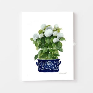 Botanical Wall Art Hydrangea Wall Art Print Hydrangea Art Chinoiserie Art Hydrangea Painting Wall Art Digital Art Blue and White Wall  Decor
