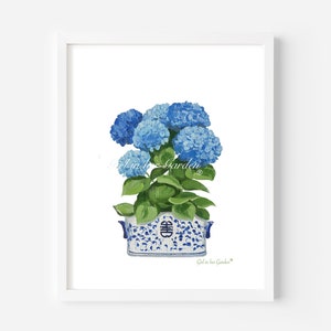 Botanical Wall Art Blue Hydrangea Wall Art Print Chinoiserie Hydrangea Art  Digital Wall Art Digital Art Blue and White Decor Cute Wall Art