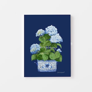 Botanical Wall Art Digital Blue Hydrangea Print Blue Wall Art Blue Wall Decor Hydrangea Art Wall Art Digital Art Blue Floral Botanical Decor